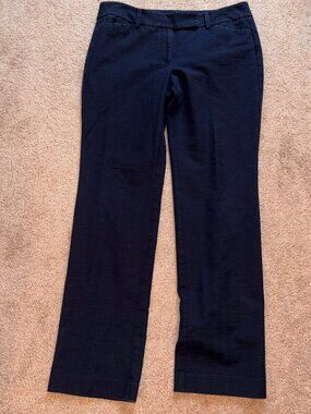 Ann Taylor Signature Fit Textured Navy Blue Stretch Dress Pants 8